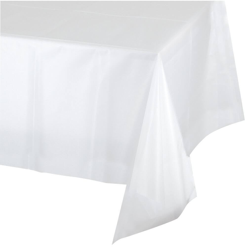 White Plastic Rectangular Tablecover 54in x 108in, 