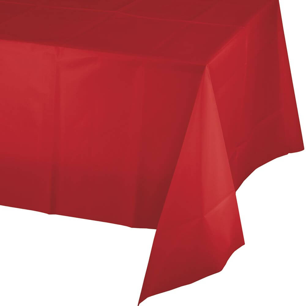 Classic Red Plastic Table Cover 54in x 108in 