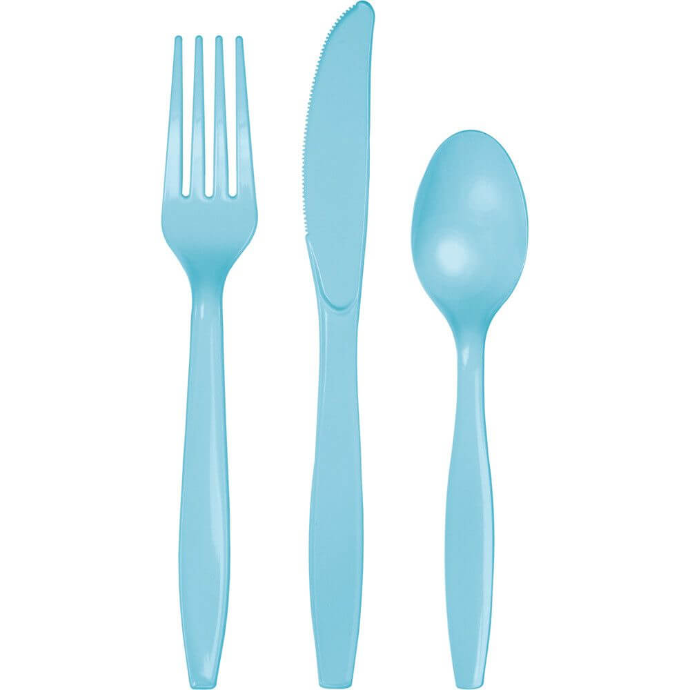 Premium Plastic Cutlery 24ct, Pastel Blue 