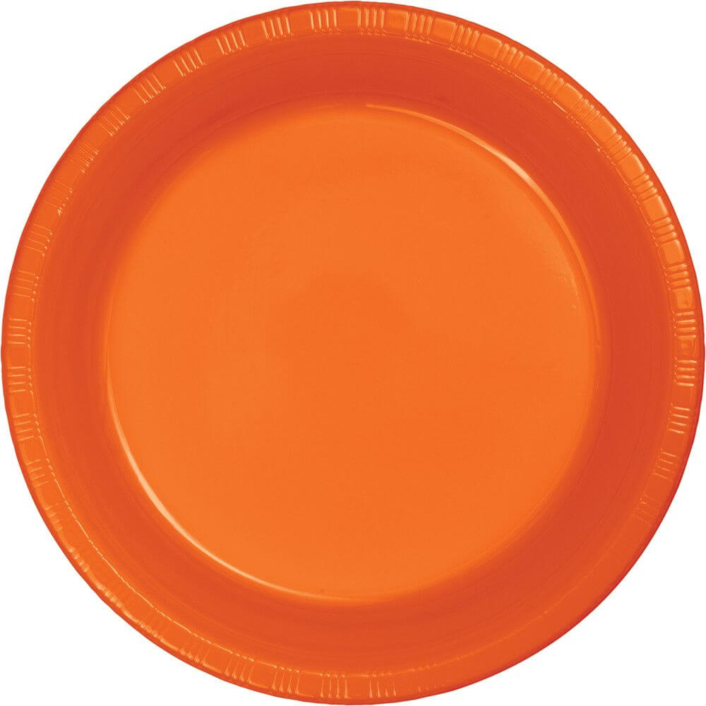 Plastic Lunch Plates 7in 20ct, Sunkissed Orange 