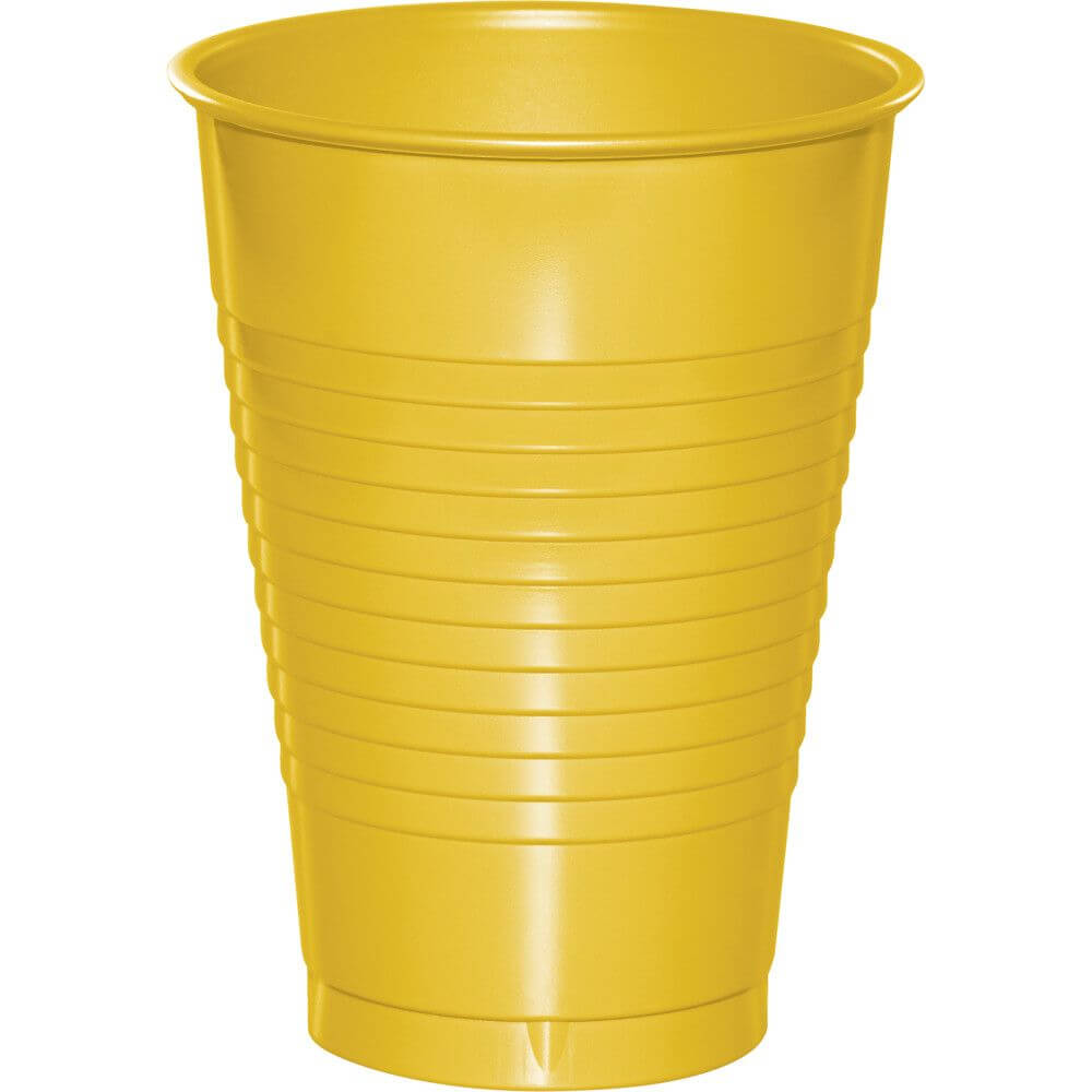 Plastic Cups 12oz 20ct, School Bus Yellow 