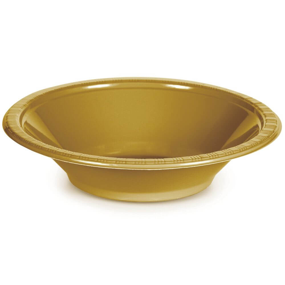 Glittering Gold Plastic Bowls 12oz 20ct 