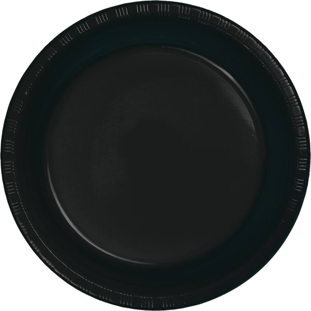 Black Velvet Plastic Dinner Plates 9in 20ct 