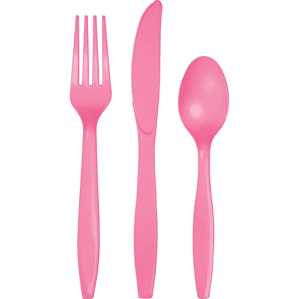 Premium Assorted Cutlery 24ct, Candy Pink 