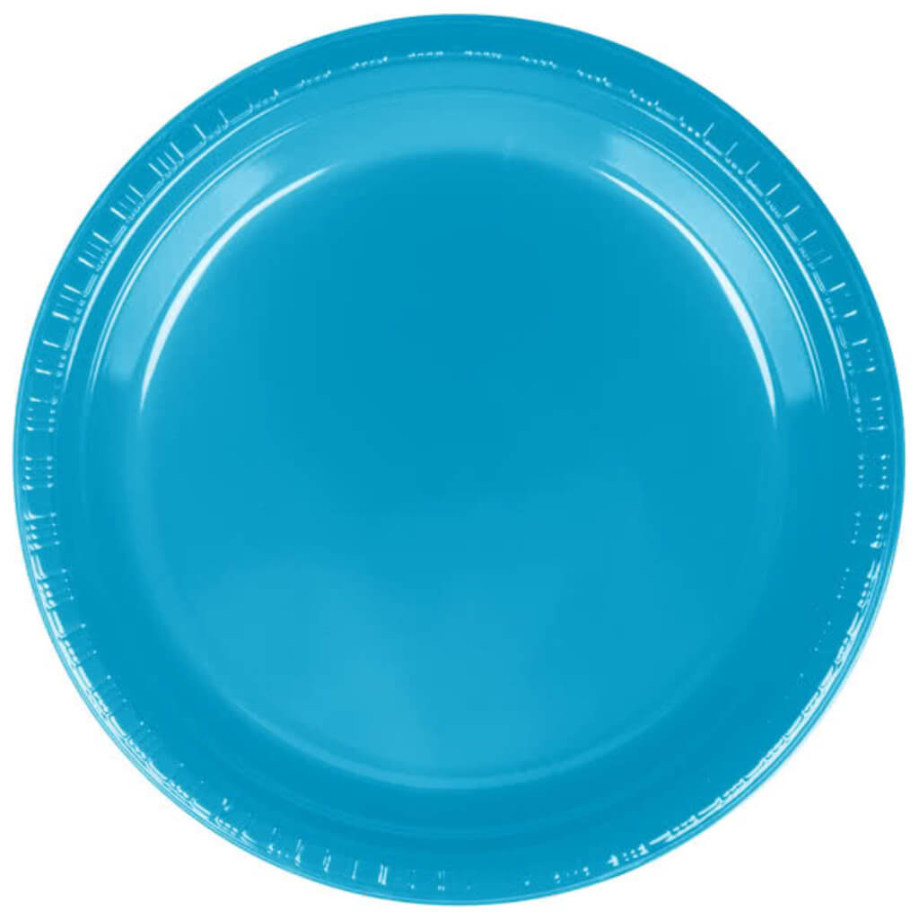 Turquoise Plastic Dinner Plates 9in 20ct 