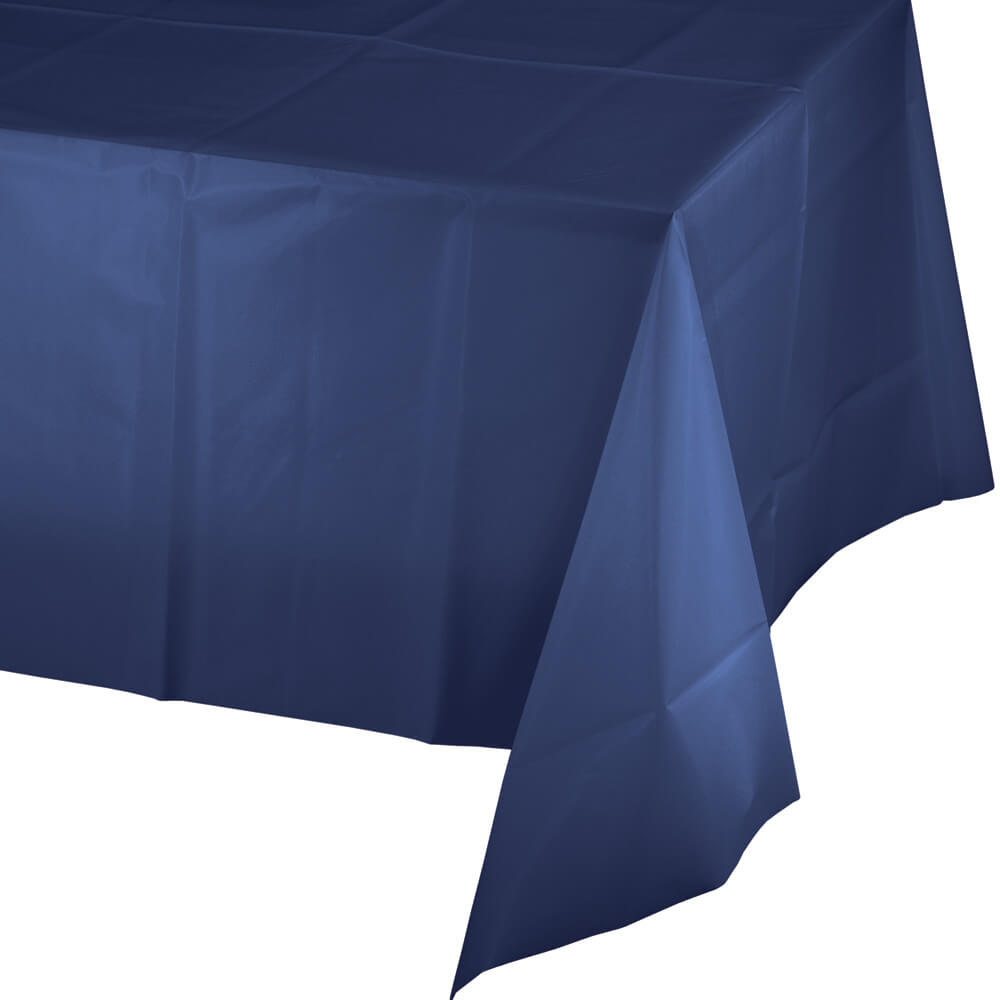 Plastic Rectangular Tablecover 54in x 108in, Navy Blue 