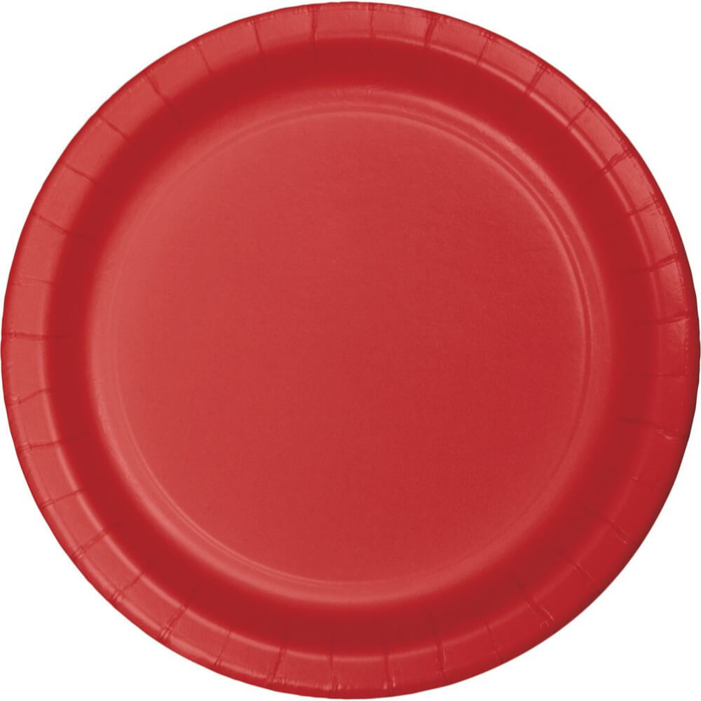 Classic Red Paper Round Lunch Plates 7in 75ct 