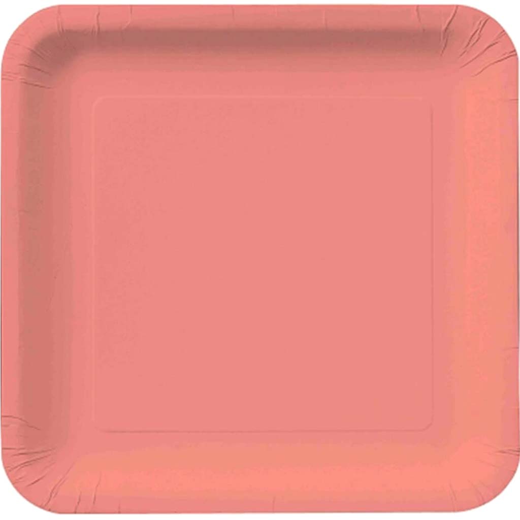 Paper Dinner Plates 9in 18ct, Light Coral 