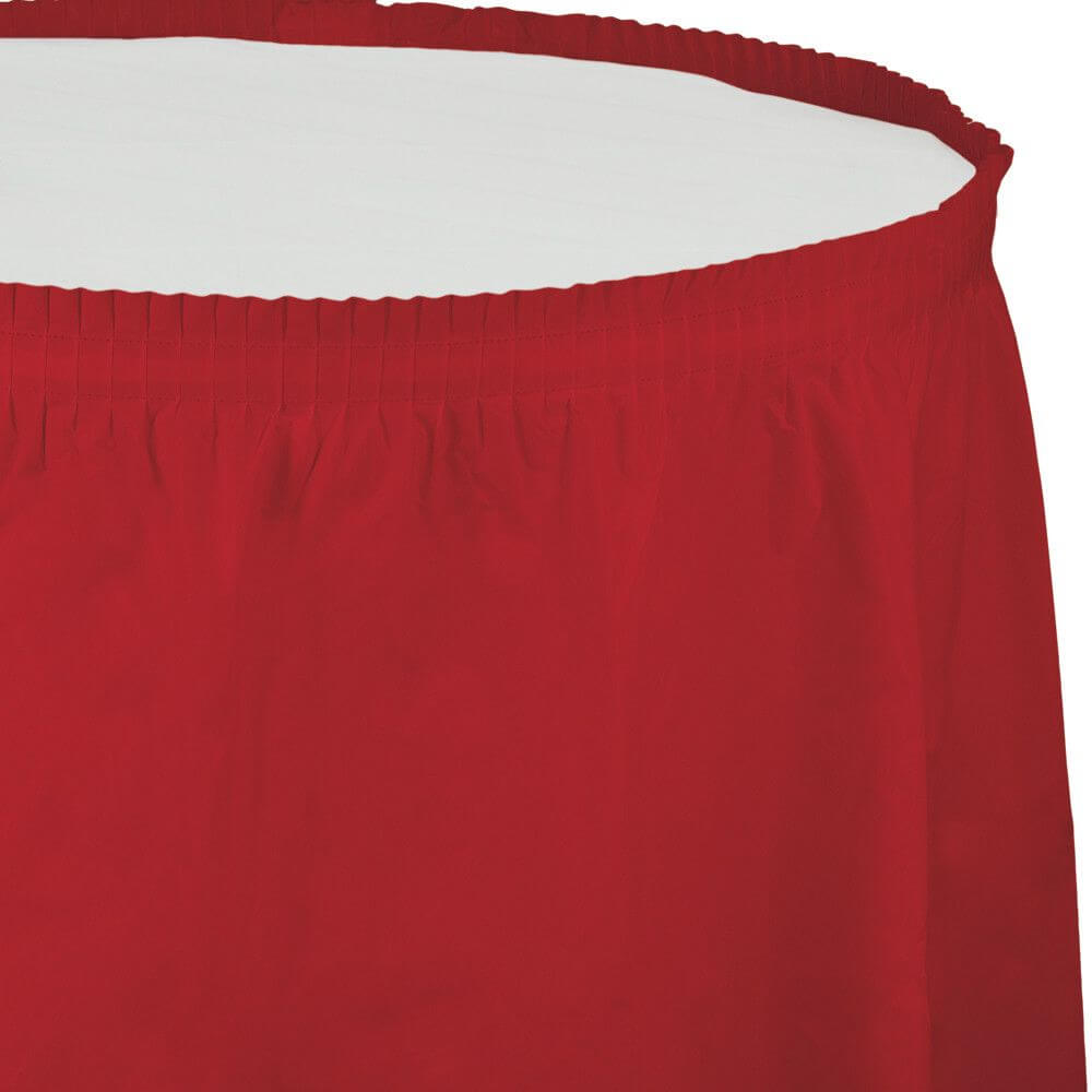 Classic Red Plastic Table Skirt 14ft x 29in 