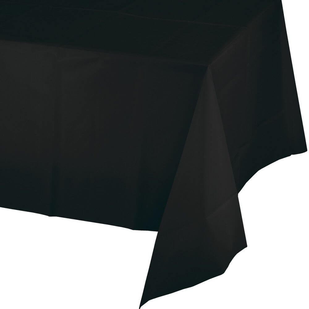 Black Velvet Plastic Table Cover 54in x 108in 