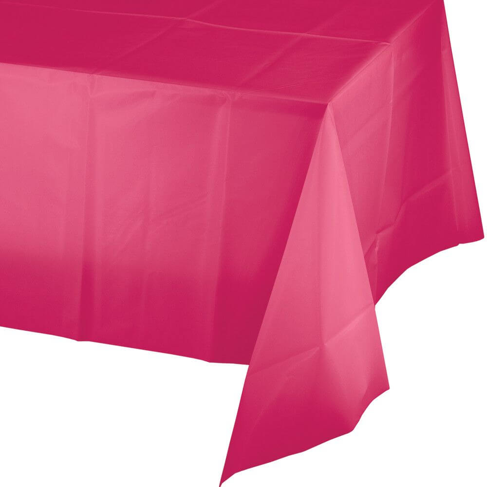 Plastic Rectangular Tablecover 54in x 108in, Hot Magenta 