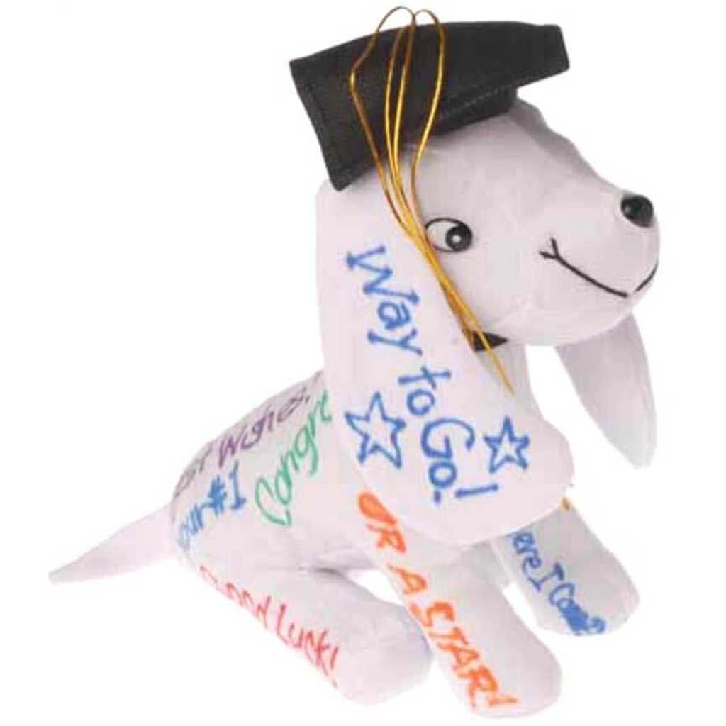 Plush Autograph Dog with Graduation Hat 