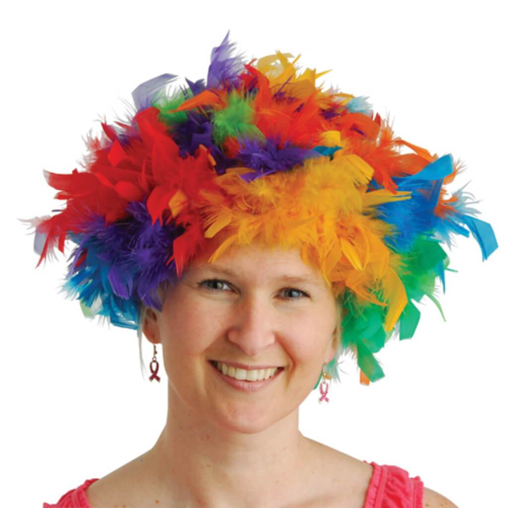 Rainbow Feather Costume Wig 