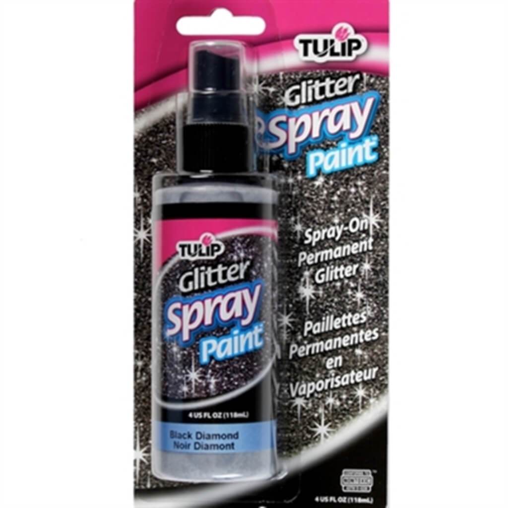 TULIP GLITTER FABRIC SPRAY PAINT BLACK DIAMOND 4OZ