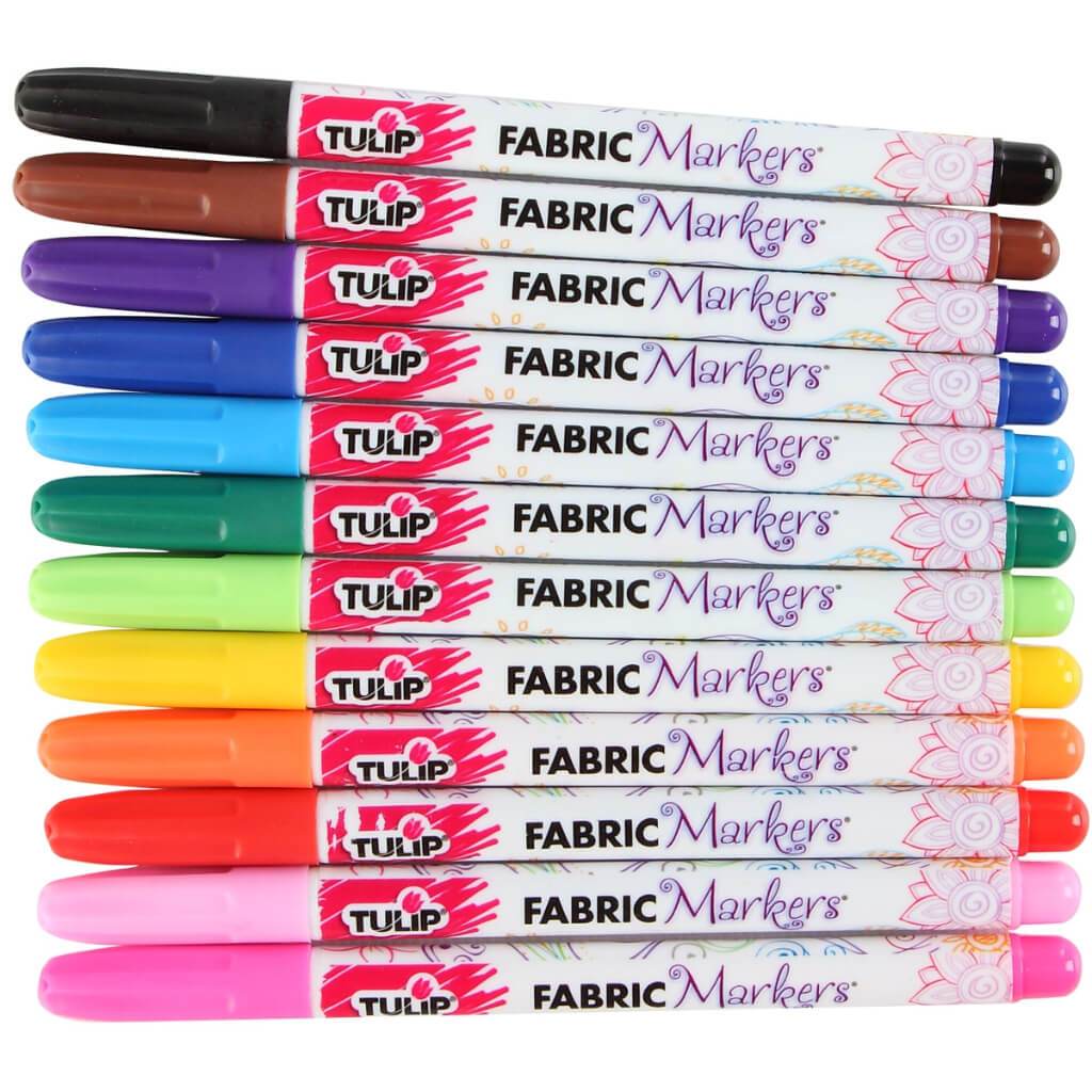 PERMANENT FABRIC MARKERS FINE TIP MULTI 12PCS