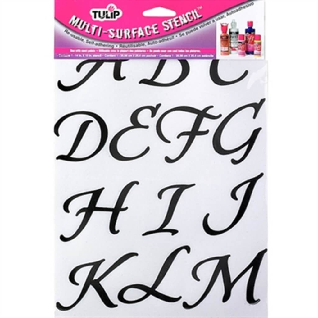 MULTI SURFACE STENCILS ITALICS APLHABET 10IN X 14IN