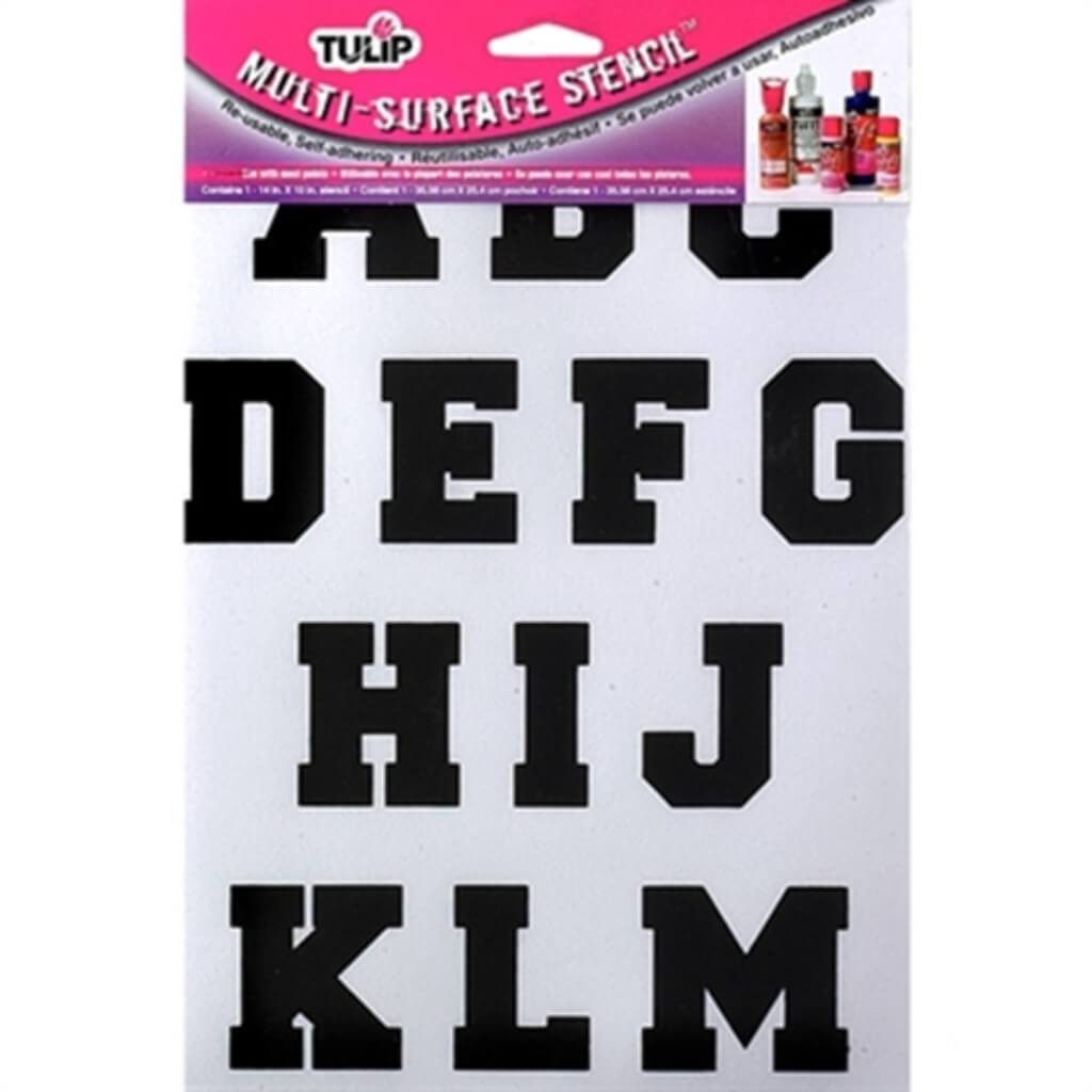 MULTI SURFACE STENCILS BLOCK APLHABET 10IN X 14IN