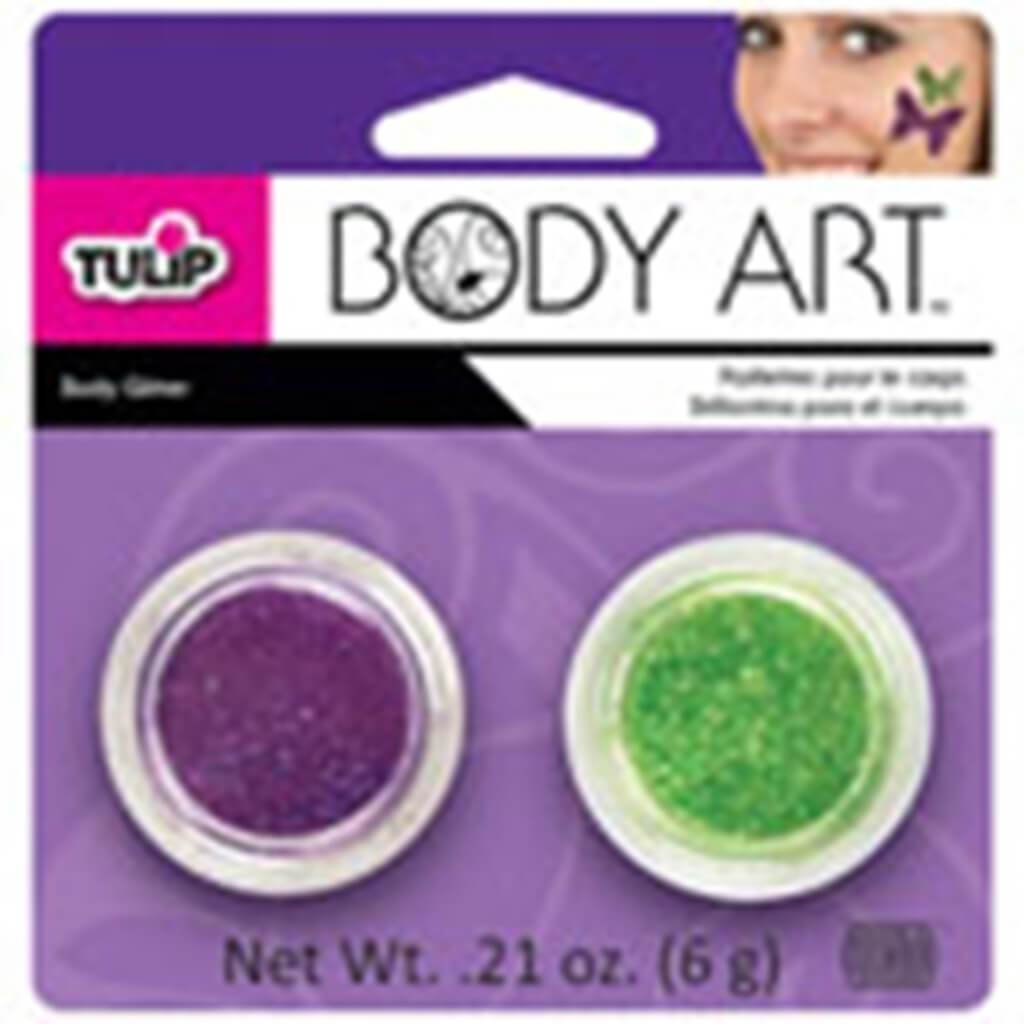 Tulip Body Art Glitter Green and Purple 6g 2pcs