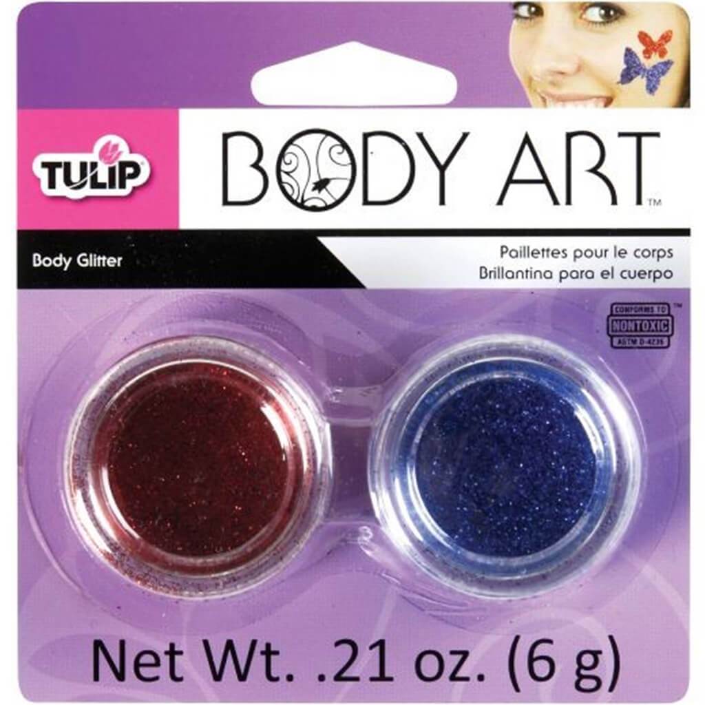 Tulip Body Art Glitter Red and Blue 6g 2pcs