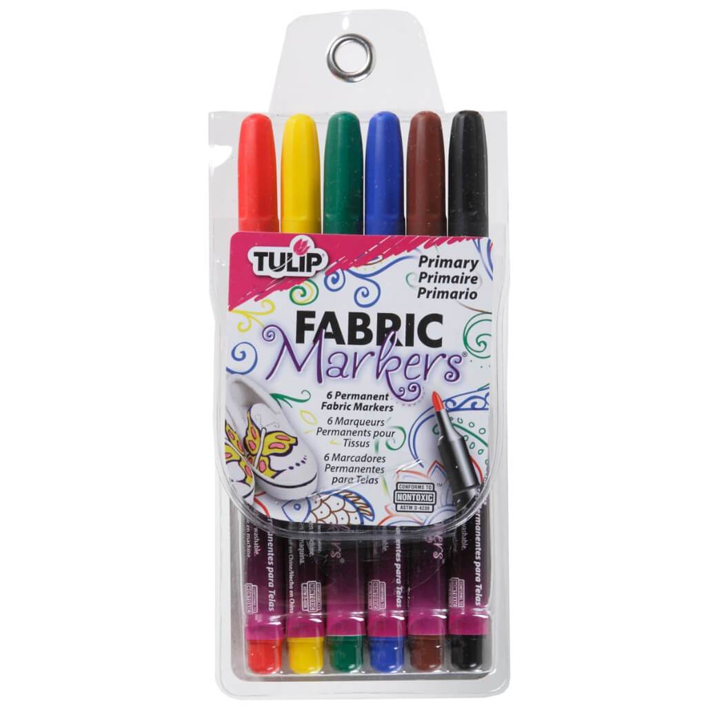 PERMANENT FABRIC MARKER FINE TIP PRIMARY 6PK