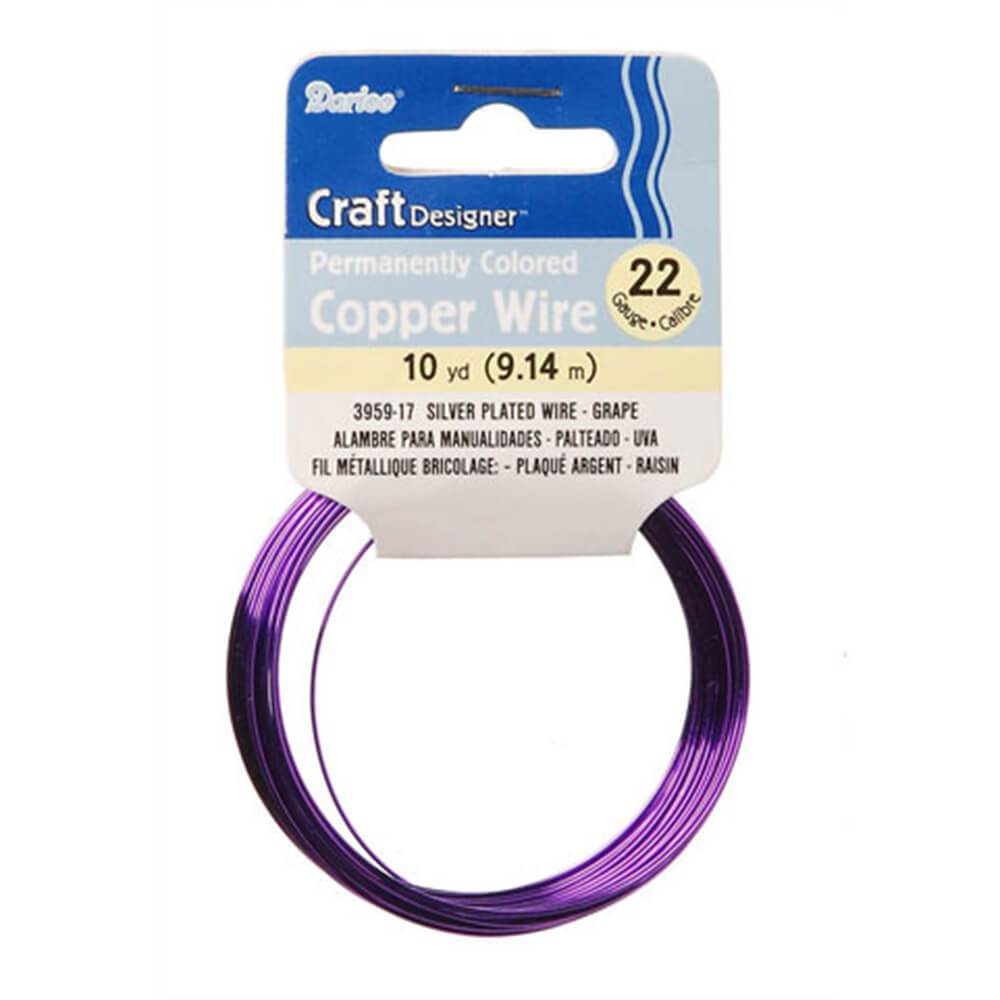 Silver Plated Copper Wire 22 Gauge Grape 10 Yards