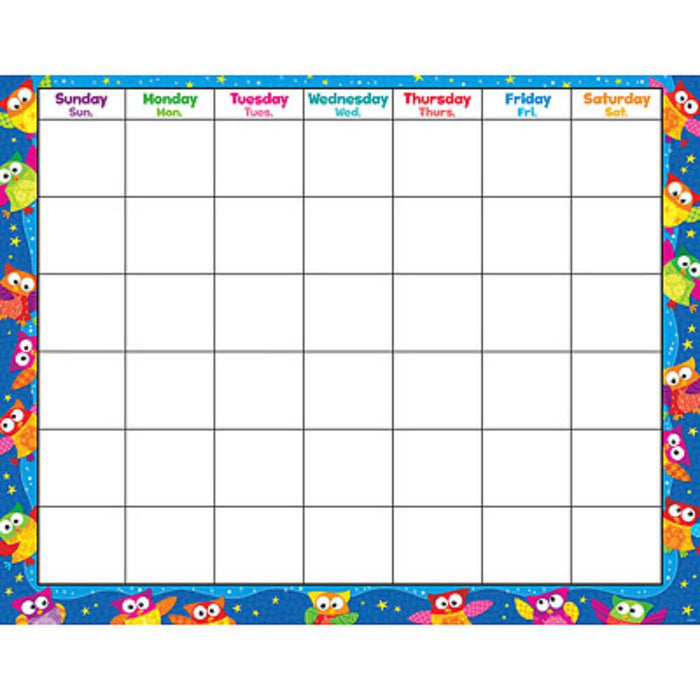 Owl-Stars! Wipe Off Calendar Monthly 