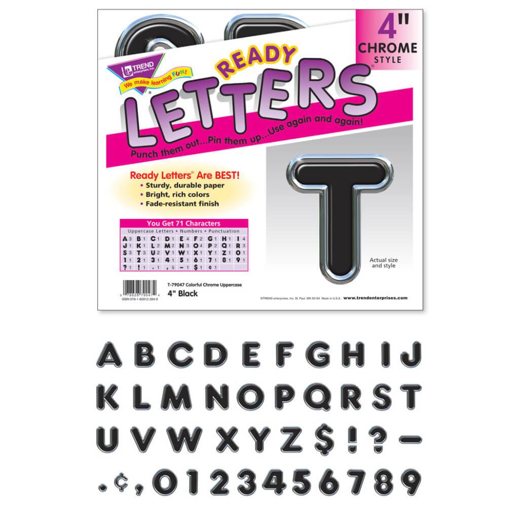 Ready Letters Colorful Chrome 4In Black 