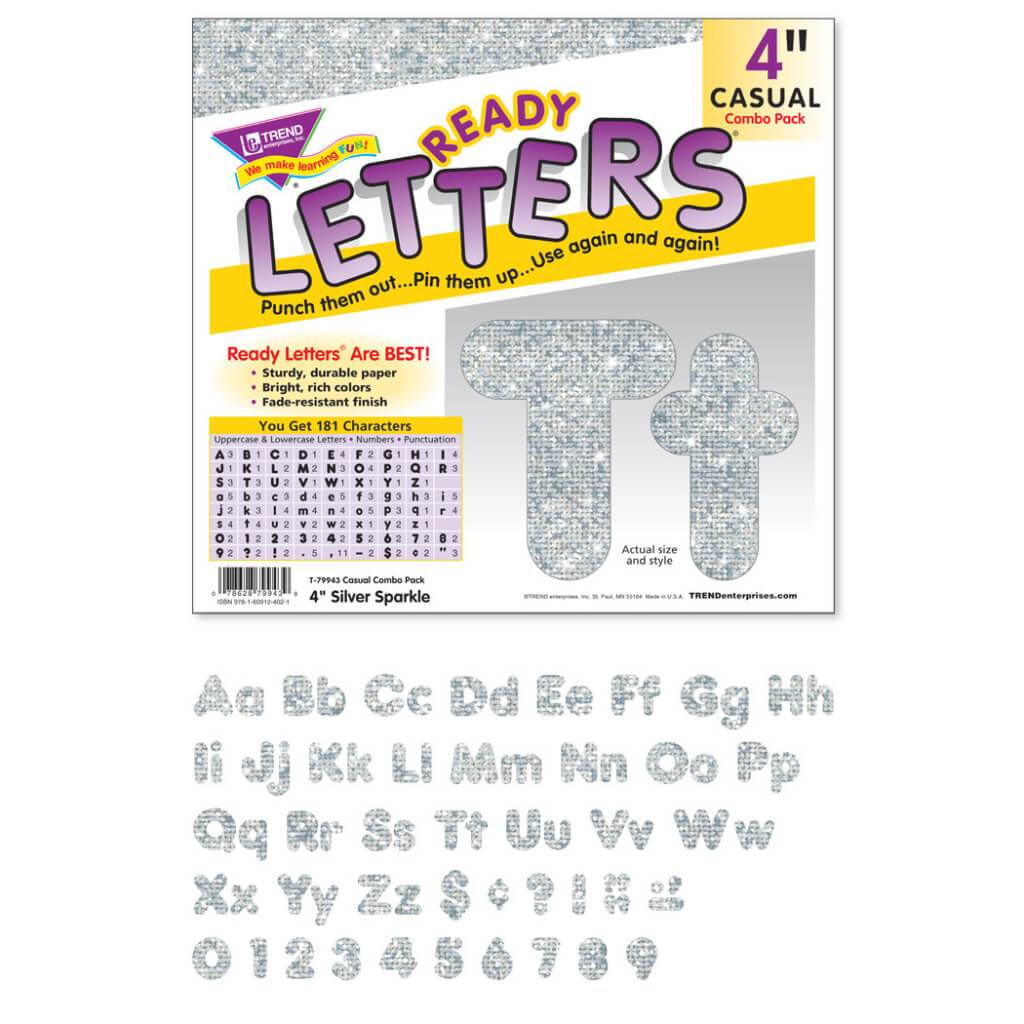 Ready Letters Sparkle Casual Silver 4" 