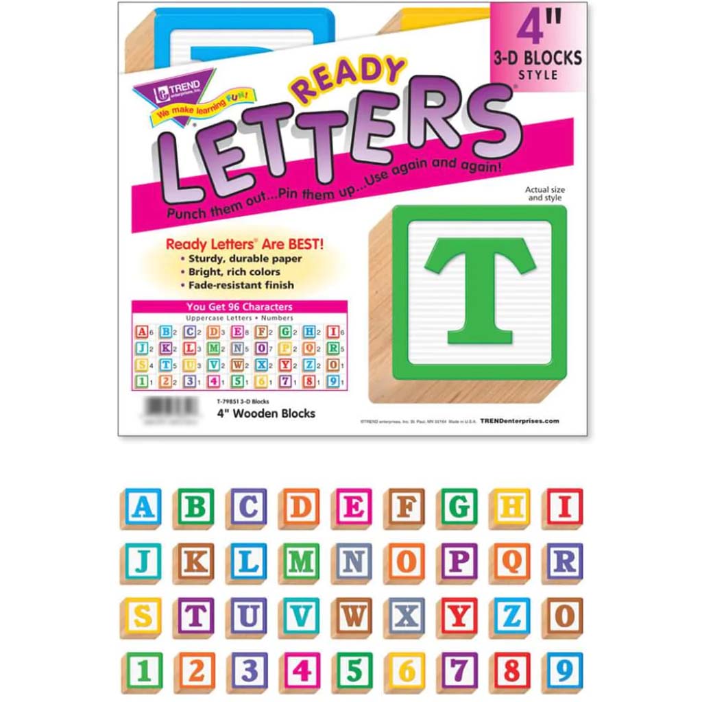 Wooden Blocks Uppercase Ready Letters 4In 