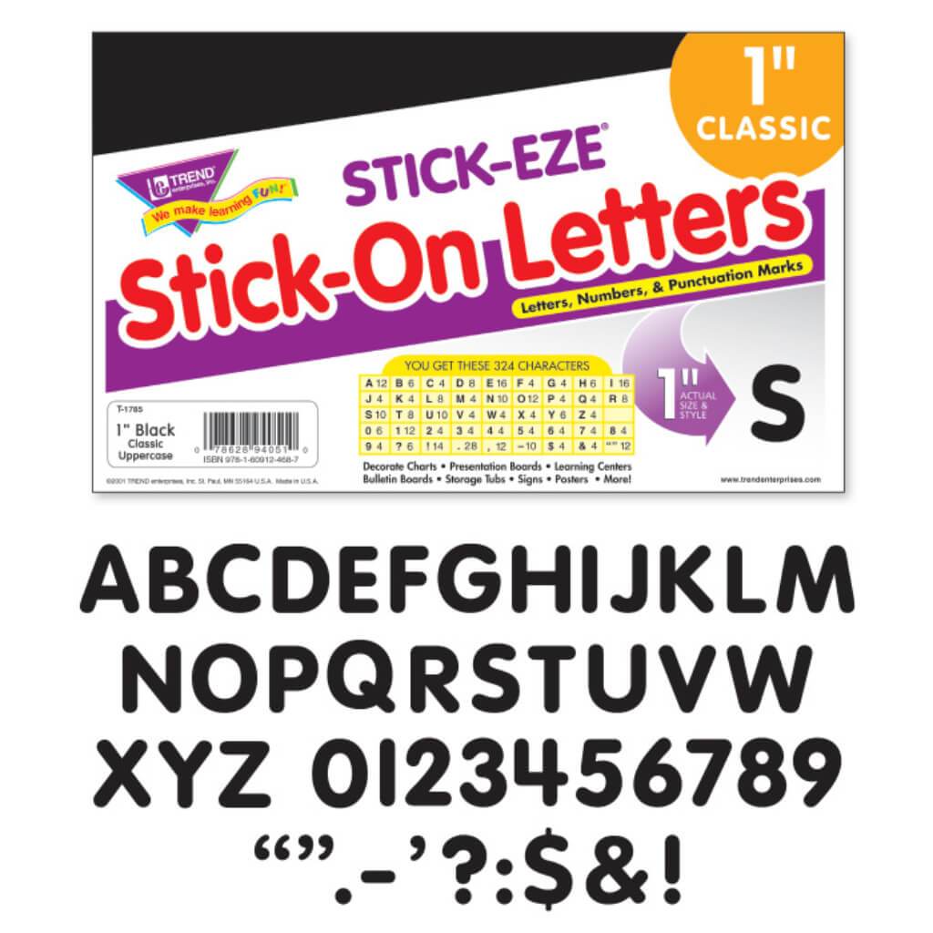 Eze Stick On Letters Classic Uppercase 1&quot; Black 