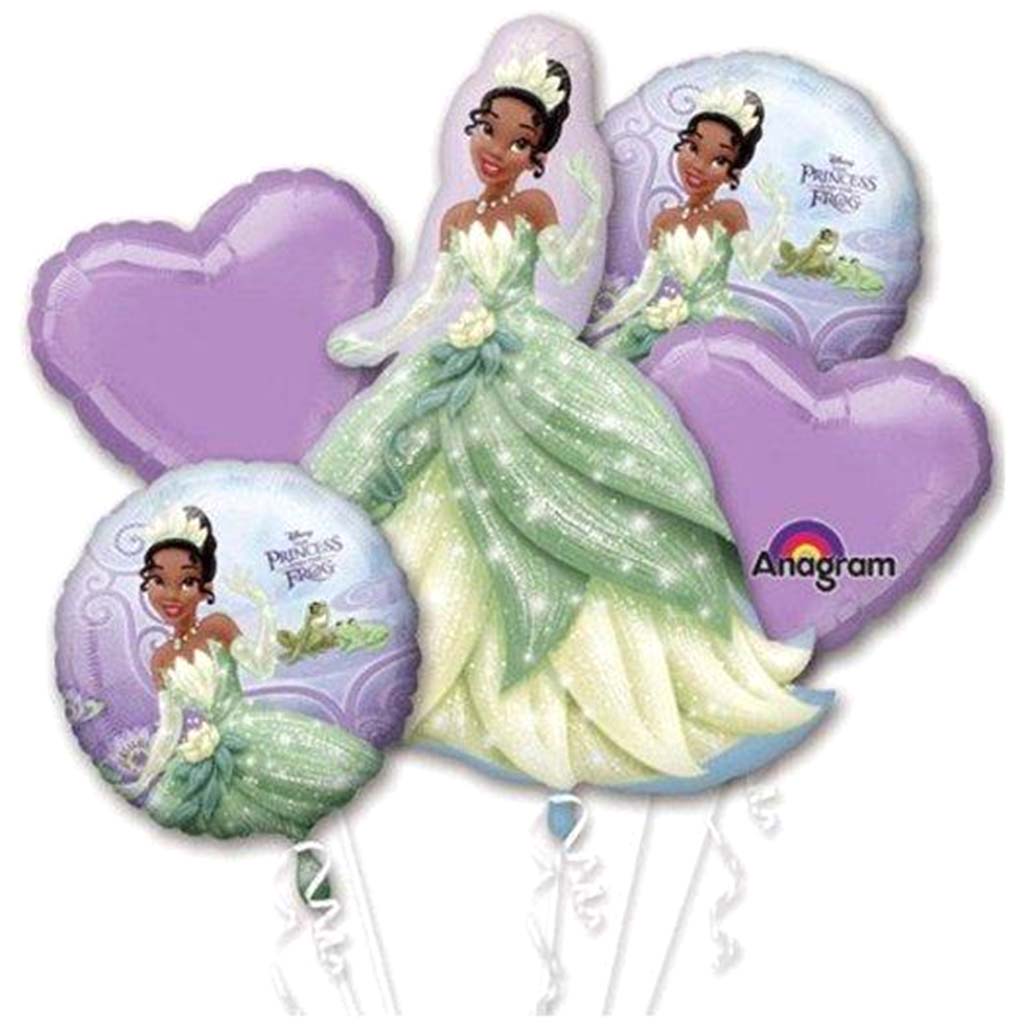 Foil Balloon Bouquet Princess Tiana 5Pcs