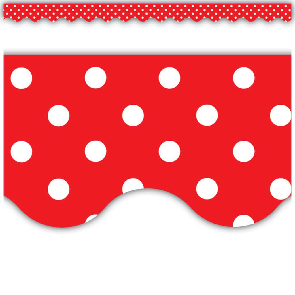 Red Mini Polka Dots Scalloped Border 