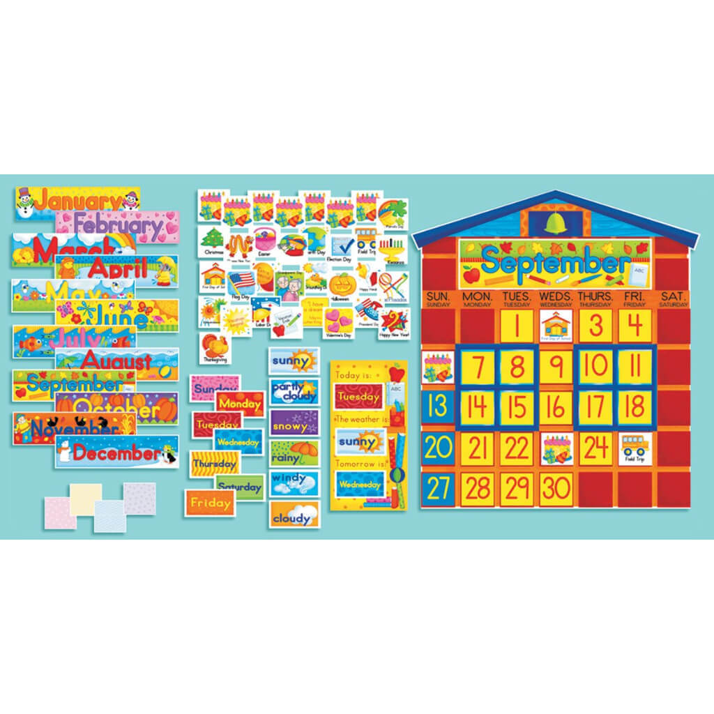 All-In-One Schoolhouse Calendar Bulletin Board