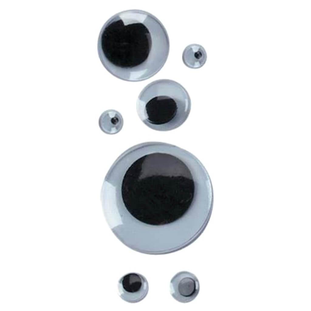 Wiggly Eyes Round Assorted Black