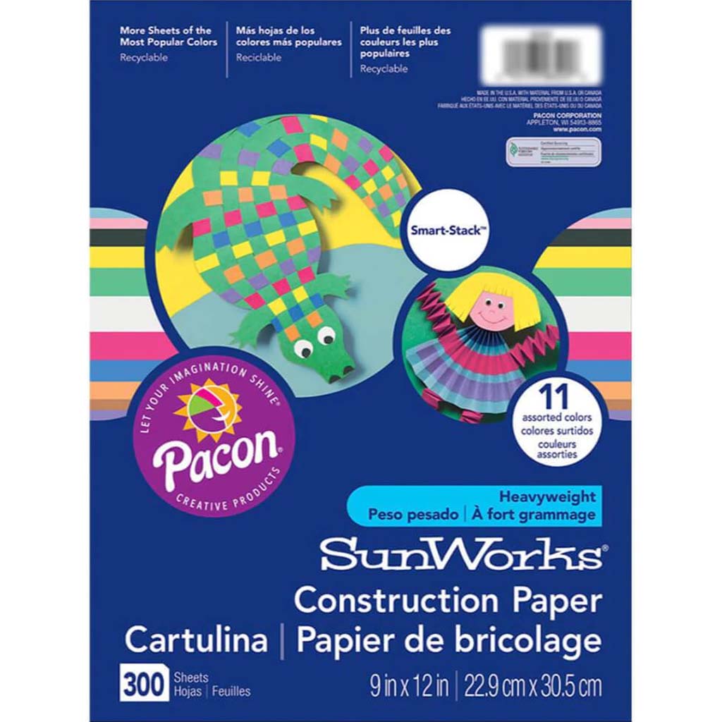 Pacon Tru-Ray Smart Stack Construction Paper Assorted Colors 9inx12in 240 Sheets