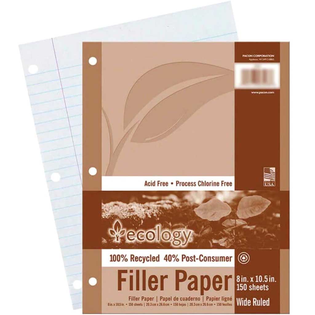 Ecology Recycled Filler Paper 8in x 10.5in