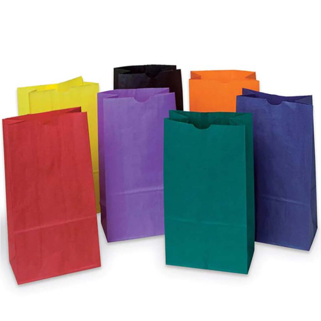 Rainbow Kraft Bags 6in x 11in Bright Colors