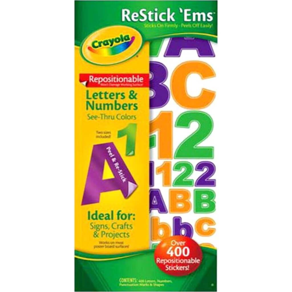 Crayola ReStick &#39;Ems Letters &amp; Numbers Repositionable Stickers