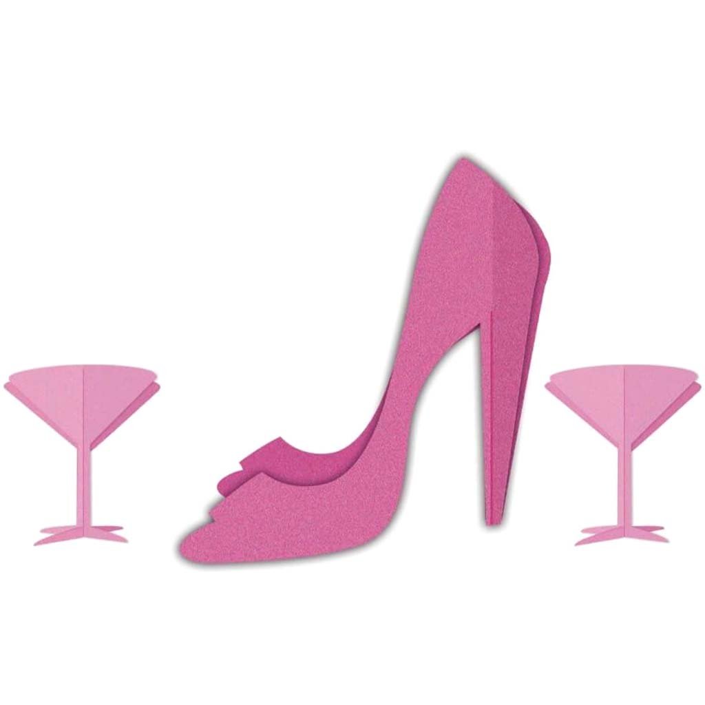 High Heel &amp; 2 Martinis, Centerpiece 3D set 