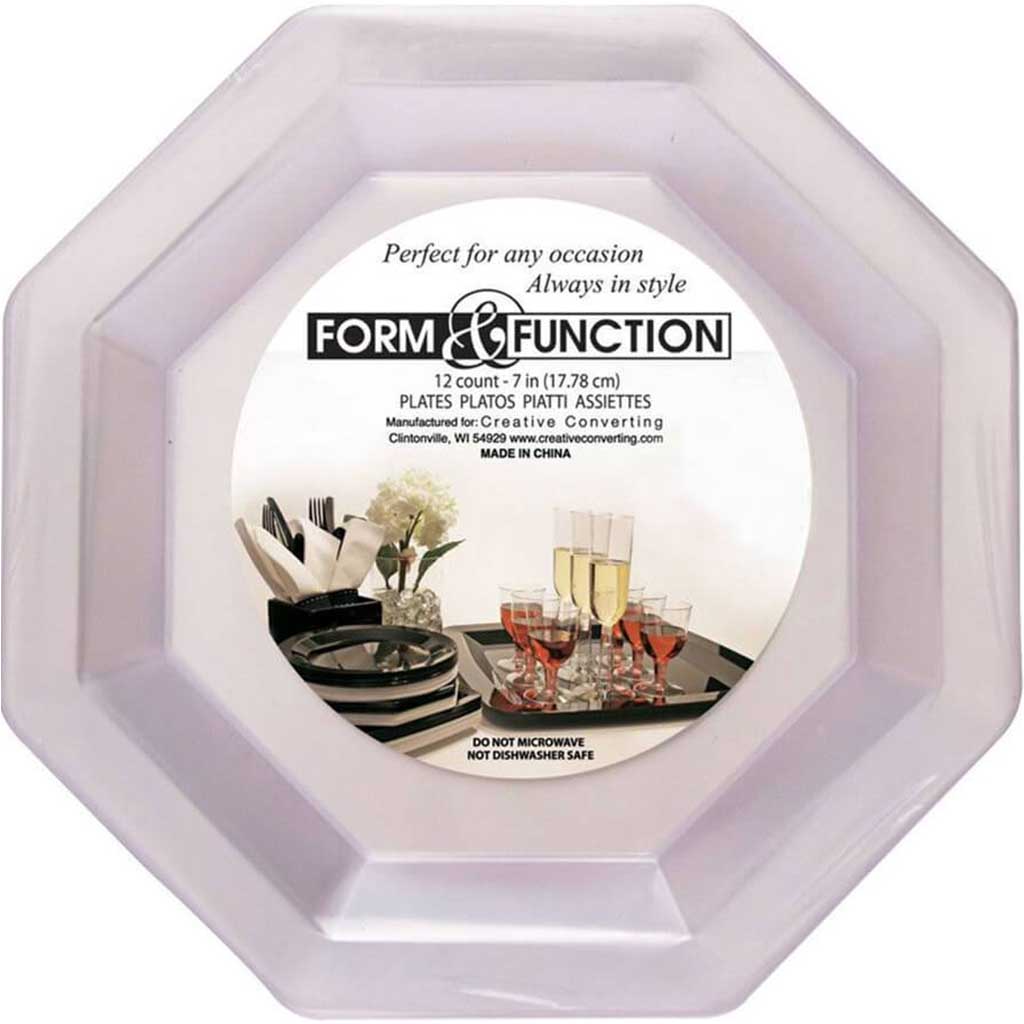 Plastic Luncheon Plates 7in 12ct, Octagonal 