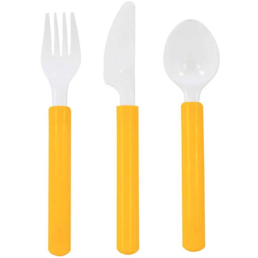 Premium Assorted Cutlery 24ct, School Bus Yellow 