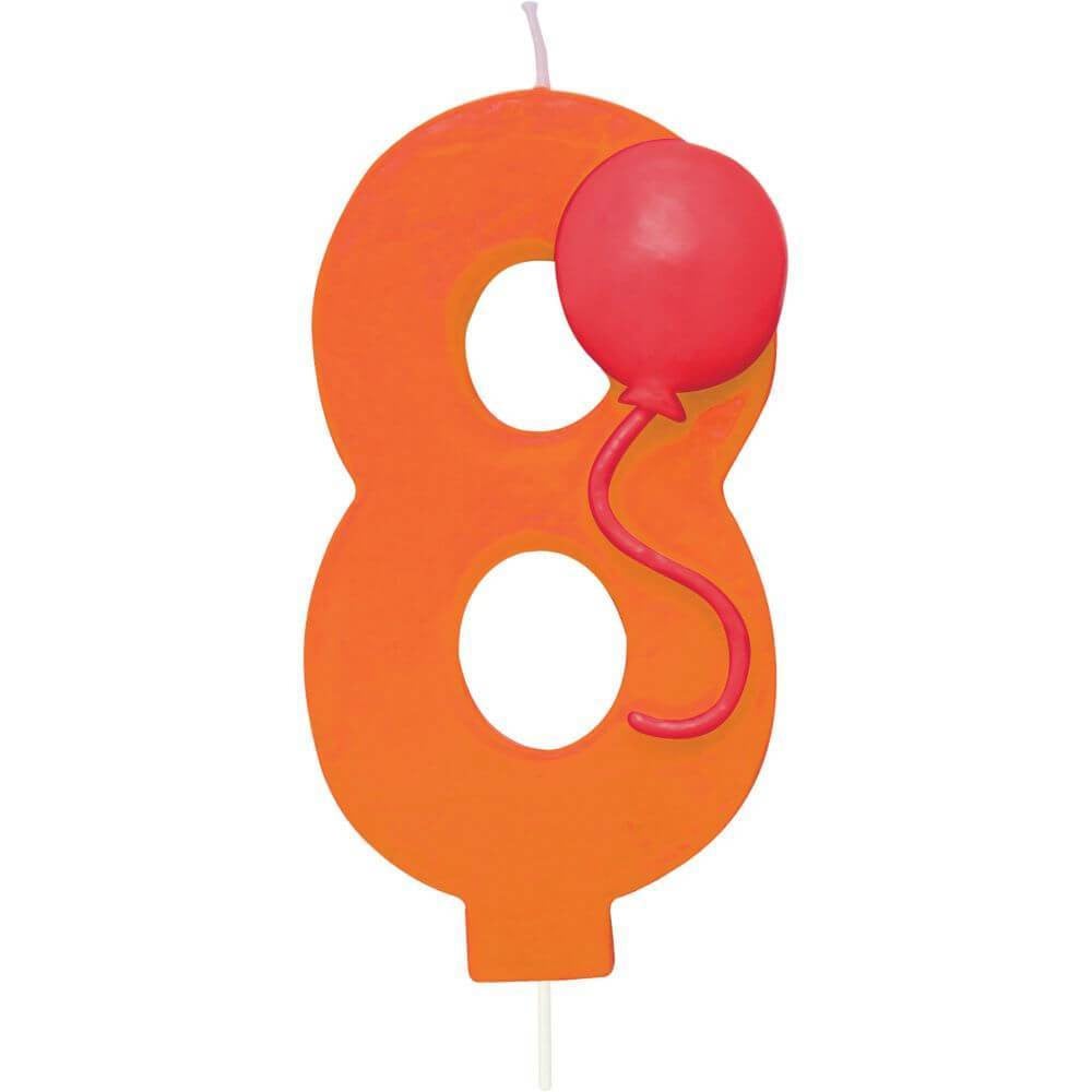 Candle Number 8 with Balloon 