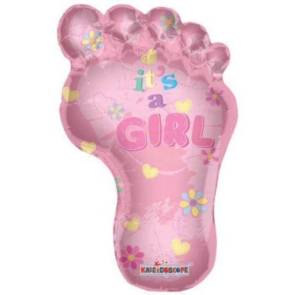 Foil Balloon Baby Girl Footprint 36in