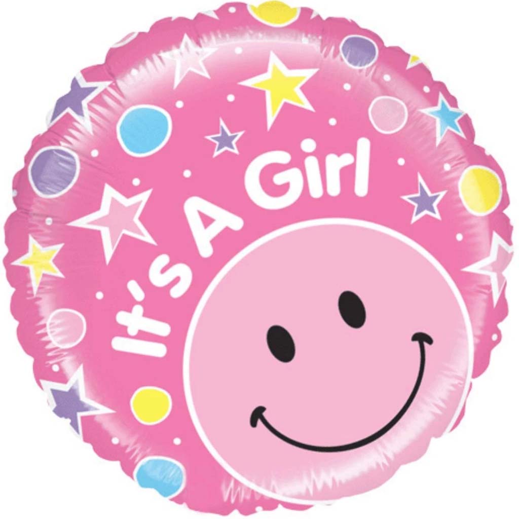 Foil Balloon Mighty Smiley It&#39;s A Girl 21in 