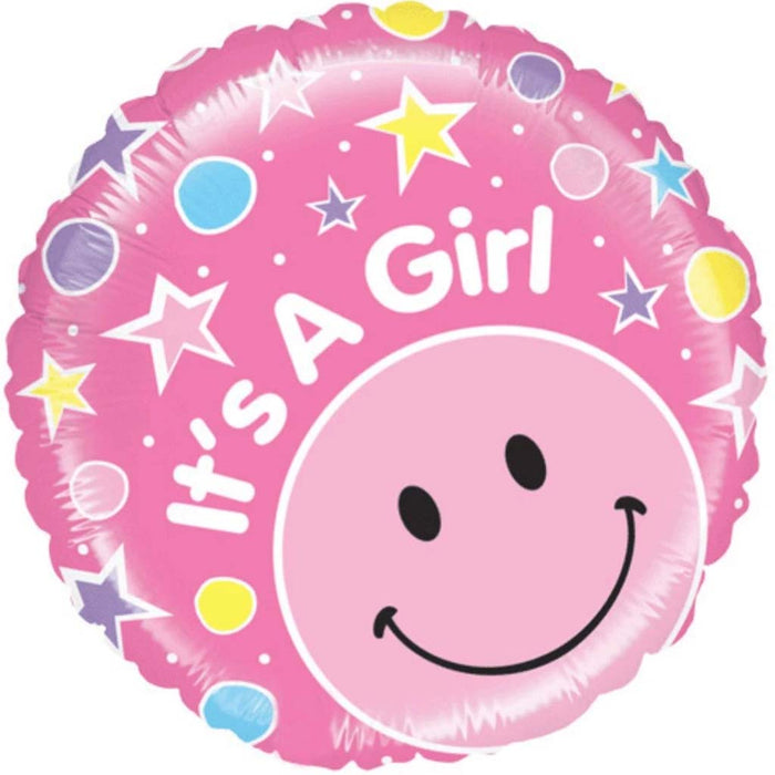 Foil Balloon Mighty Smiley It's A Girl 21in 