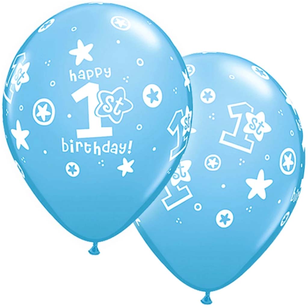 1St Birthday Circle Stars Boy Latex Balloon 11in 