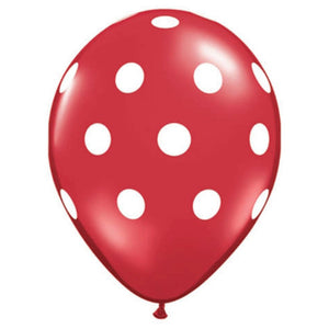 Big Polka Dots Red Latex Balloon 11in