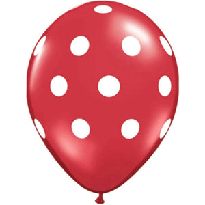 Big Polka Dots Red Latex Balloon 11in 