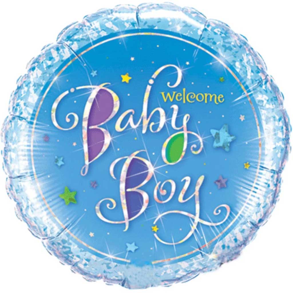 Welcome Bday Boy Holographic Foil Balloon 18in