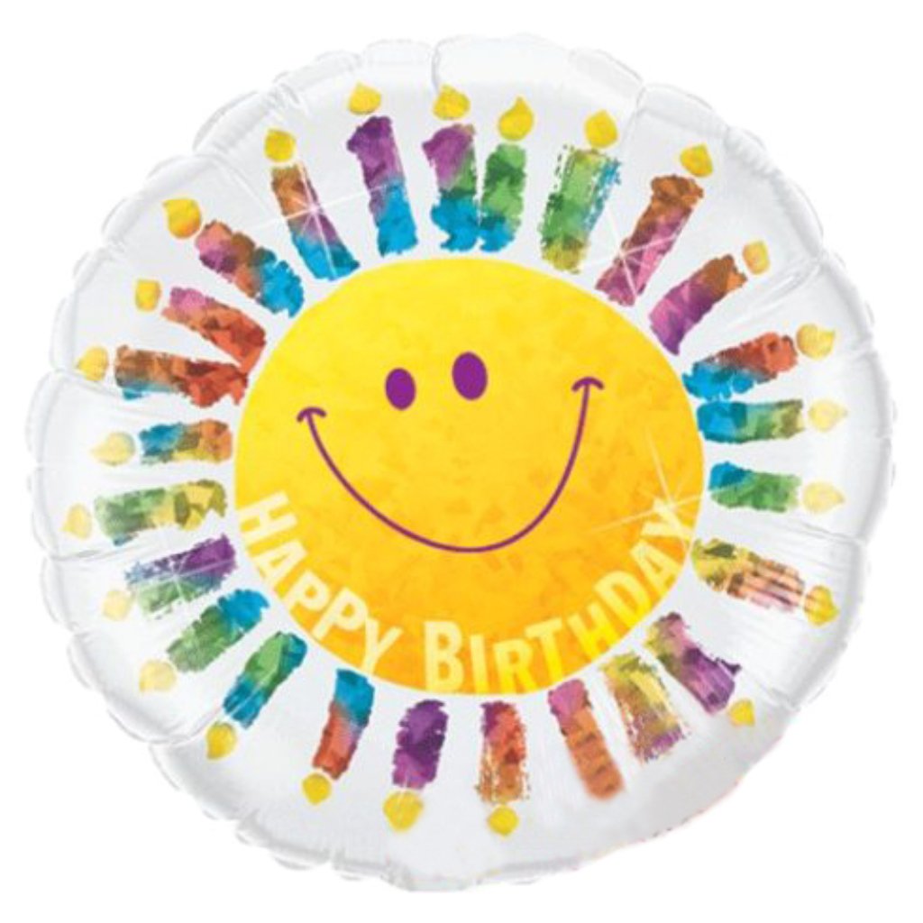 Happy Birthday Smileface &amp; Candles Foil Balloon 18in